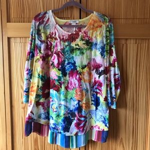 CJ Banks 2X top, floral multi